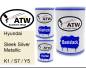 Preview: Hyundai, Sleek Silver Metallic, K1 / S7 / Y5: 500ml Lackdose + 500ml Klarlack + 250ml Härter - Set, von ATW Autoteile West.